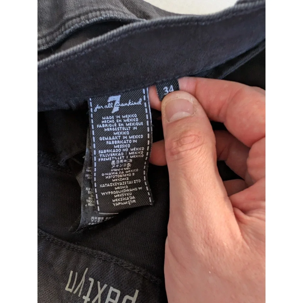 7‎ For All Mankind Jeans Paxtyn Mens 34 Black Distressed 7FAMK